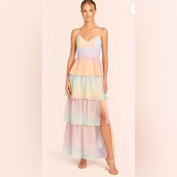 Amanda Uprichard NWT Thaddea Maxi Dress in Rainbow XS - Picture 1 of 6